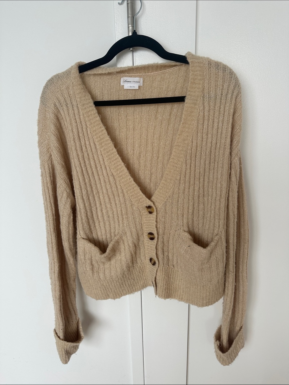 Lovers + Friends Tan Ribbed Button-Front Cardigan - Picture 2 of 4